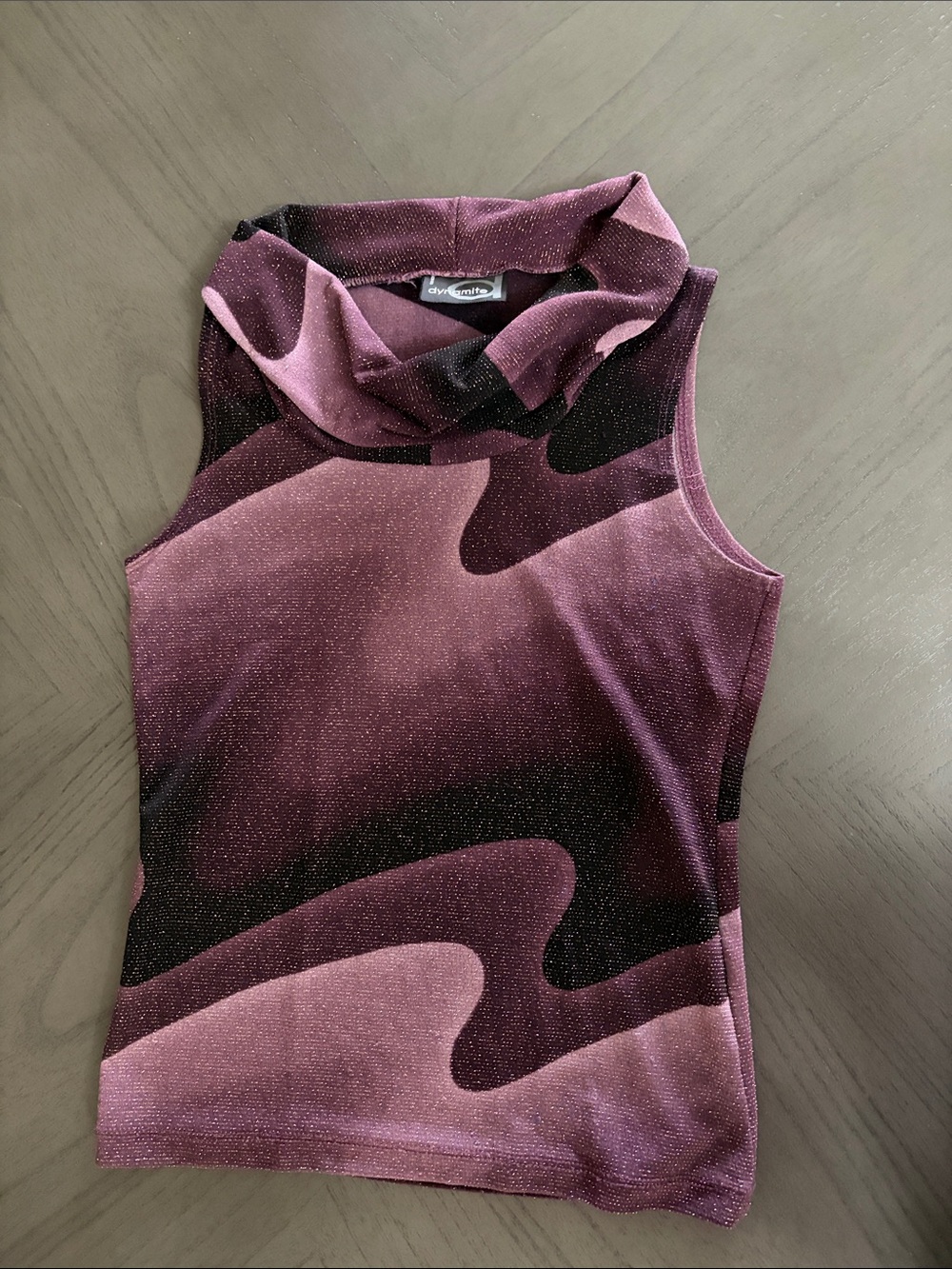 Dynamite Metallic Plum Pink & Black Cowl Neck Tank
